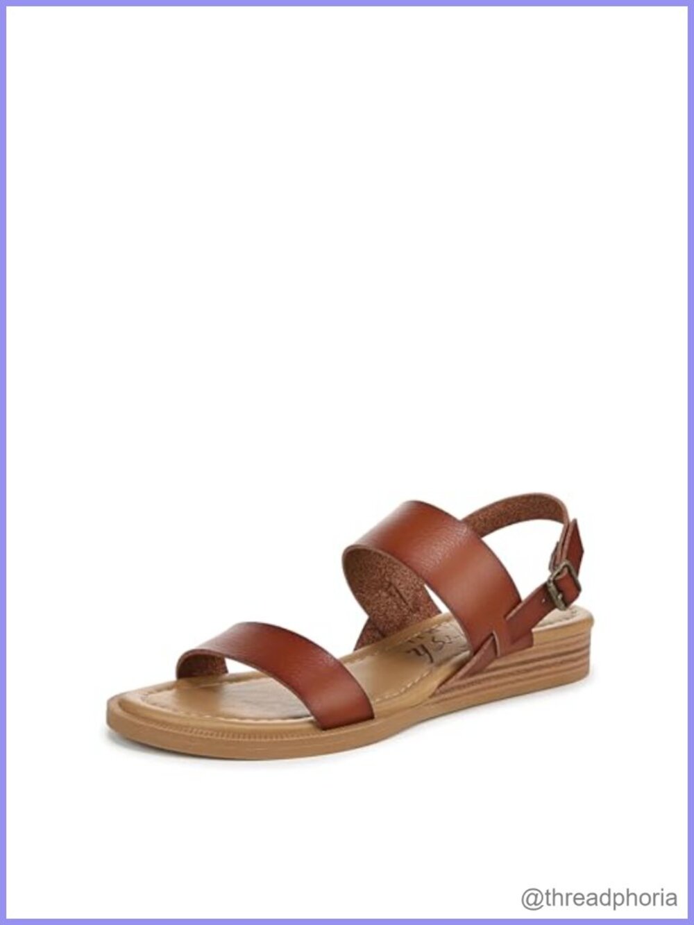 Faux-Leather Wedge Sandal Slip-On Adjustable Slingback Casual